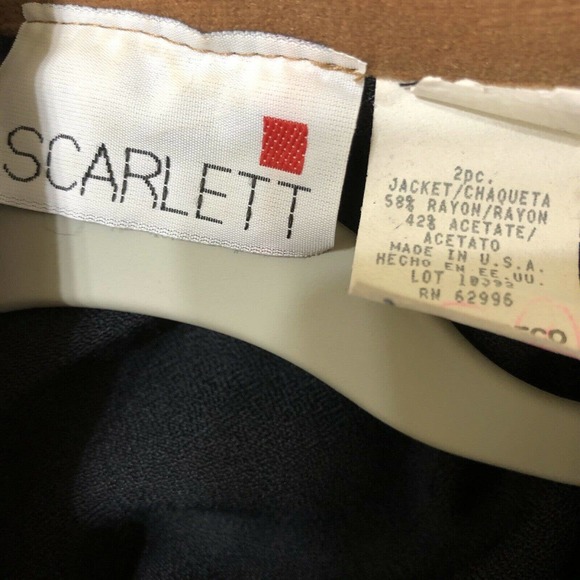 Vintage 80s Scarlett Size 5/6 2 Piece Dress with Jacket Velvet Black Brown - Picture 4 of 4